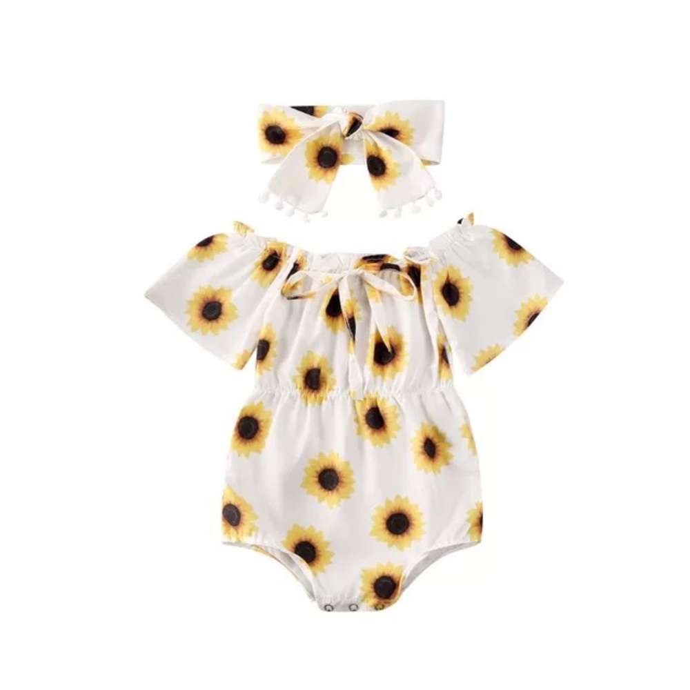 Sunflower onesie + headband